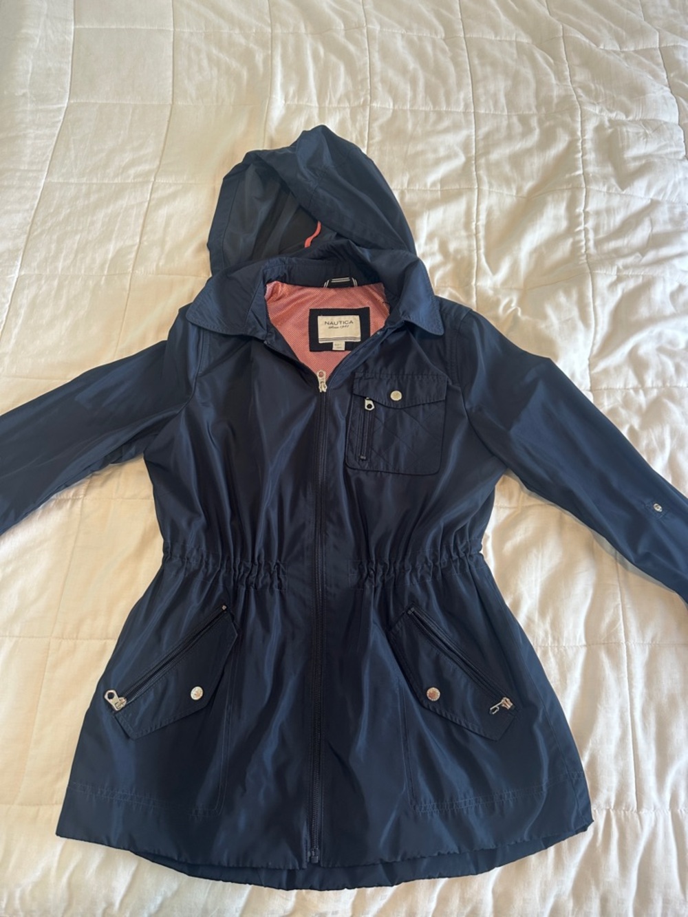 Nautica Navy Hooded Drawstring Anorak